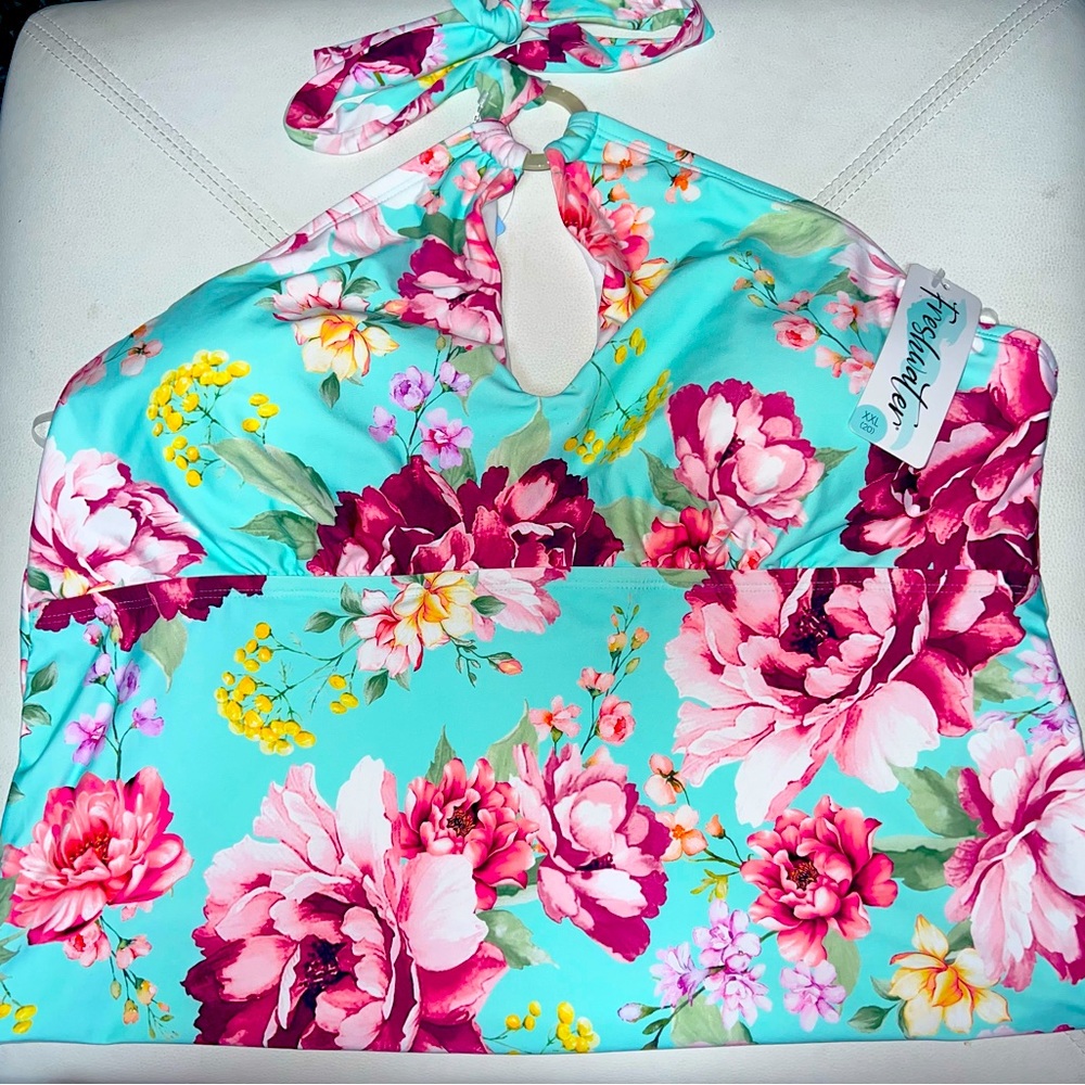 NWT Freshwater Tankini high neck ring tankini size xxl bottom high waist 1X